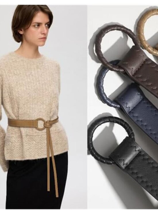 Knotted Waist Belt for Women Vegan Leather Thin Strap Belt for Dresses main image 6